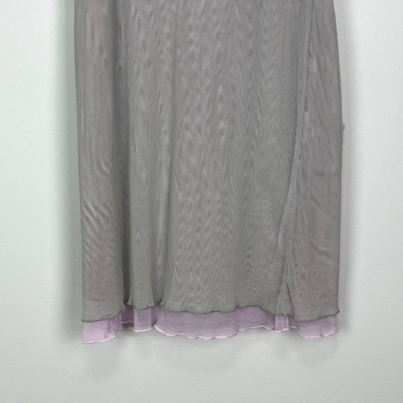 ABS Allen Schwartz Mesh Sleeveless Floral Embroidered Cocktail Dress Gray size 4 - Picture 8 of 14